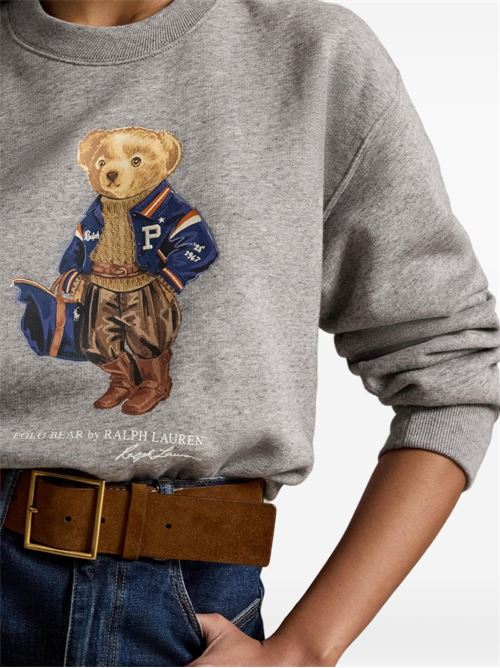 Felpa girocollo Polo Ralph Lauren da donna grigia con Polo Bear POLO RALPH LAUREN | 211B17788001